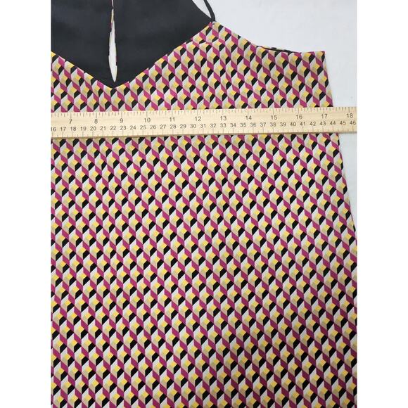 Express Blouse Womens Small Sleeveless Barcelona Cami Geometric Yellow Pink - Picture 4 of 7